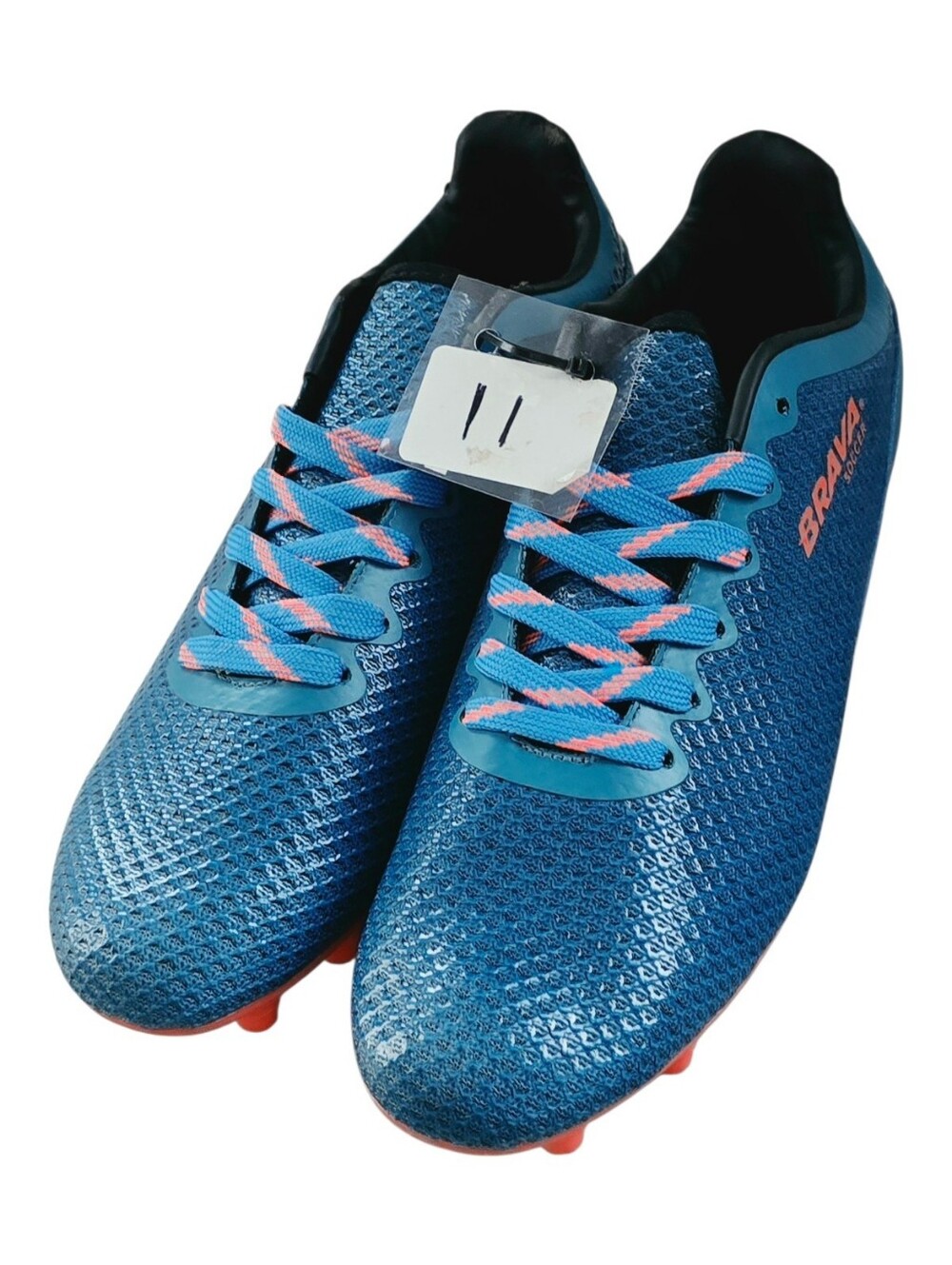 New With Tag Men's Blue Brava Soccer Shoes with Pink Accent Soles Size 11